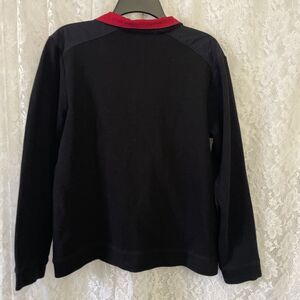 Karen Scott Women Size L Sweatshirt Black Two Tone Pullover Collared Solid